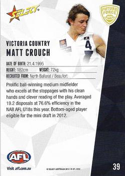 2012 Select Future Force #39 Matt Crouch Back